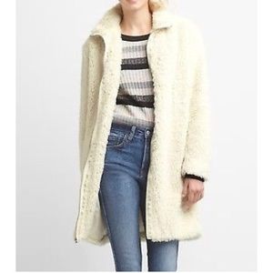 Faux fur long white coat